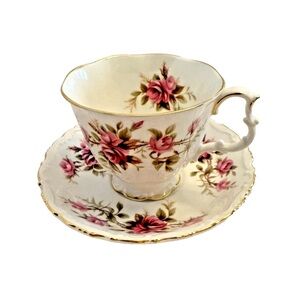 Royal Albert Pink and White Floral ROMANCE Tea Cup & Saucer